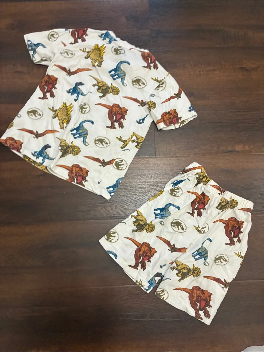 Jurassic World 2 Piece Dinosaur Shirt & Shorts Set Sz 10-12 100% Cotton